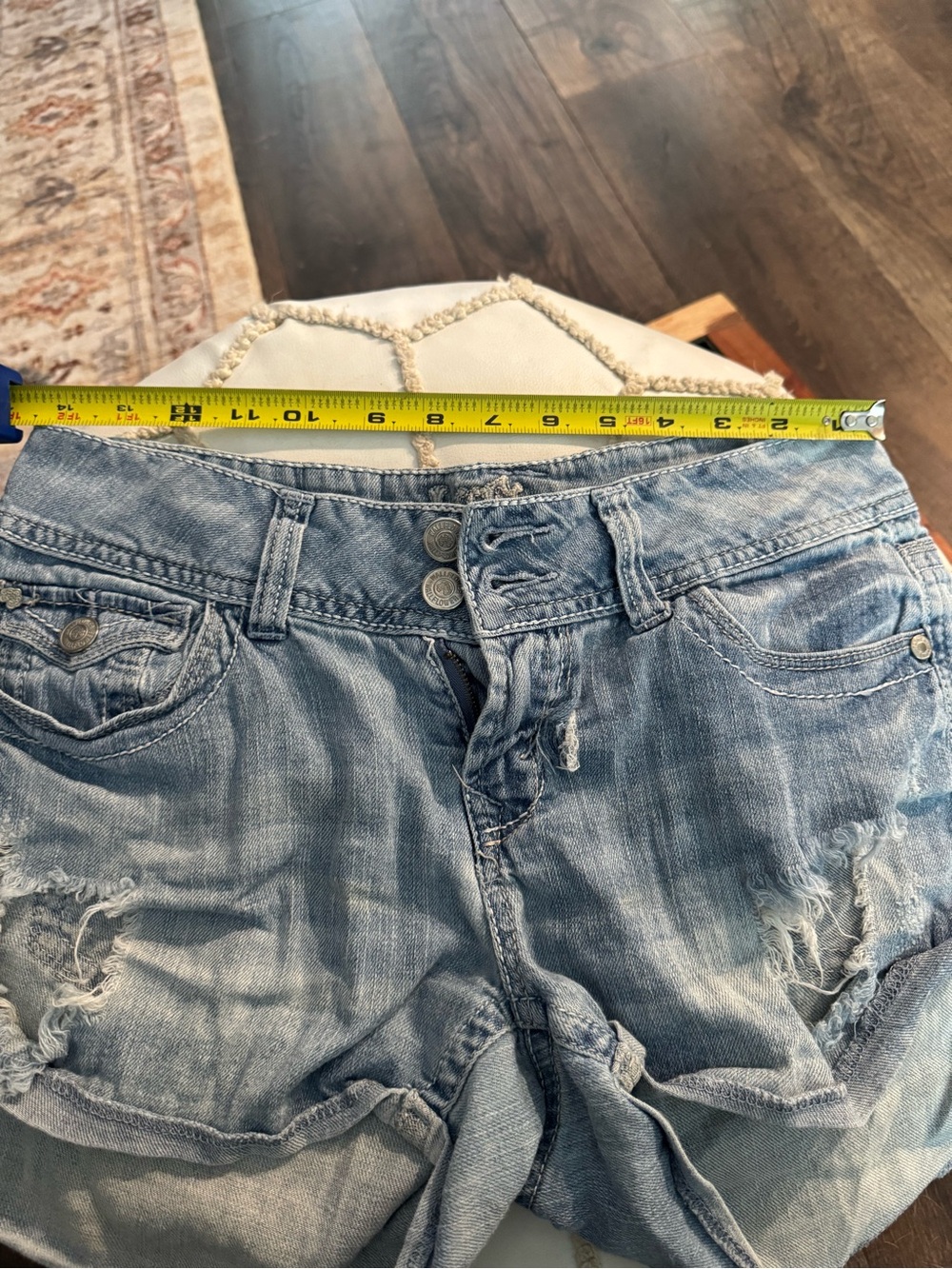 Light Blue Distressed Denim Women’s Shorts - Picture 6 of 7